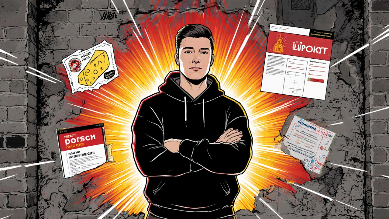 Дизайнер в худи разрушает устаревшие рекламы, выпуская яркие новые дизайны вперед.