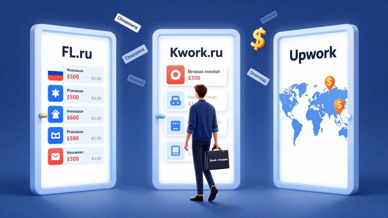 Три цифровые платформы как двери, дизайнер выбирает между ними, игнорируя дешёвые предложения.