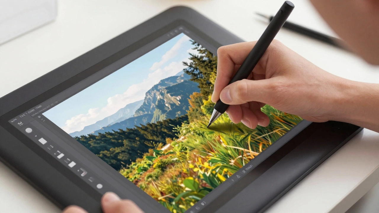 Редактирование фотографии с графическим планшетом.