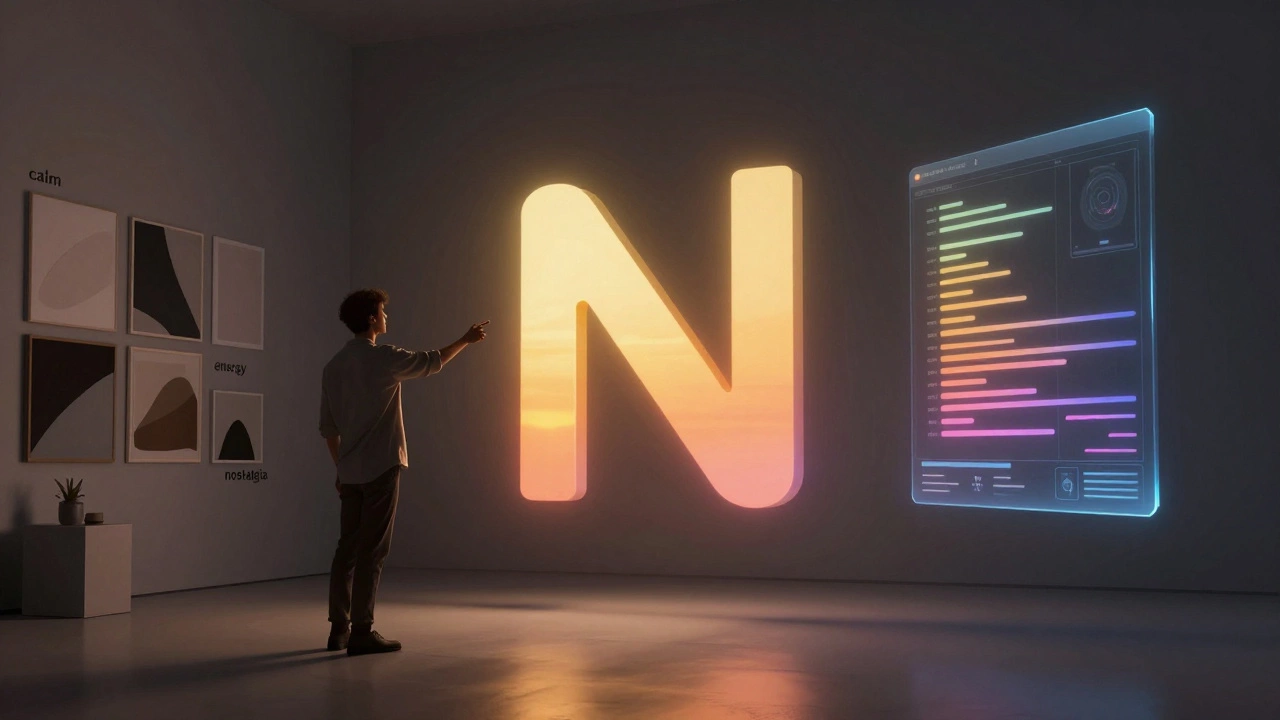 Динамический логотип меняет форму и цвет в ответ на эмоции пользователя.