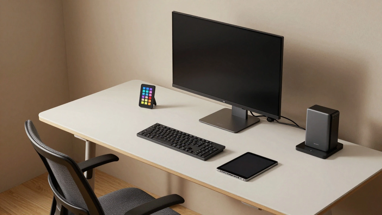 Эргономичная рабочая зона для дизайнера с оборудованием